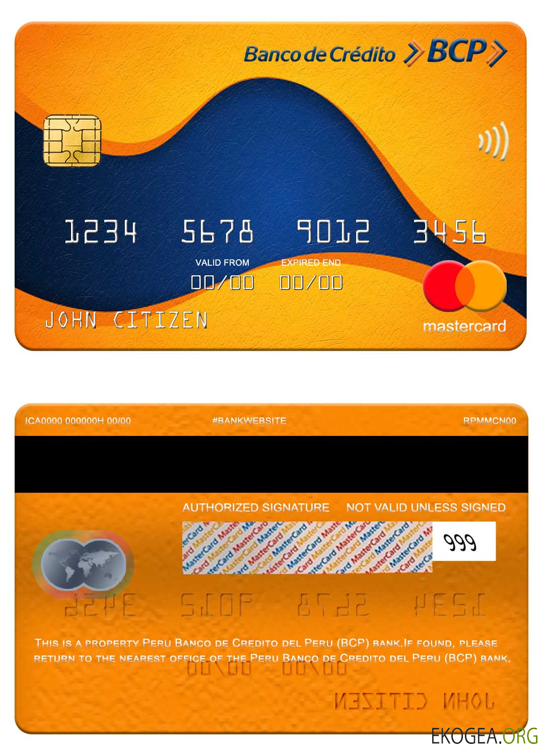 Carte bancaire Mastercard de la Banco de Credito del Peru (BCP) du Pérou